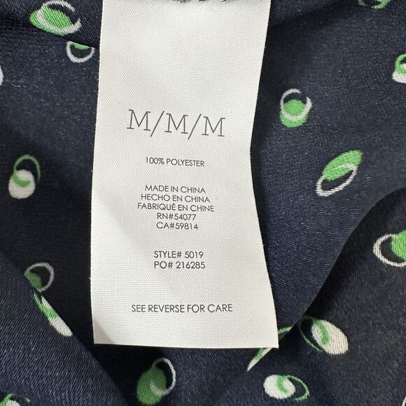 CAbi Top Martini Blouse Womens Medium Blue Green Button Front Flowy Office 5019 - Picture 8 of 13